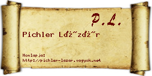 Pichler Lázár névjegykártya